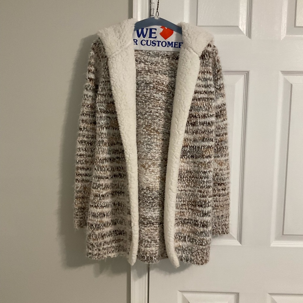 ALTAR’D State Eyelash Chenille Sherpa Hooded Cardigan